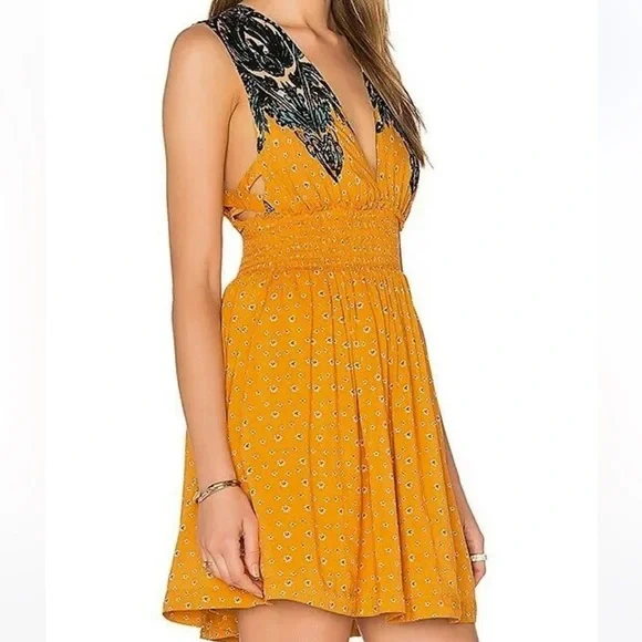 Free People Walking Through My Dreams Dress Goldensun - Picture 14 of 14